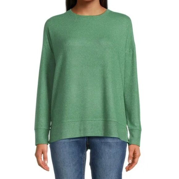 NWT Time and Tru Women Crewneck Soft Hacci Knit Green Pullover, size XL (16-18) - Picture 1 of 7